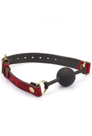 Kinbaku Ukiyoe Bal Gag With Red Rosy Leather Straps Liebe Seele