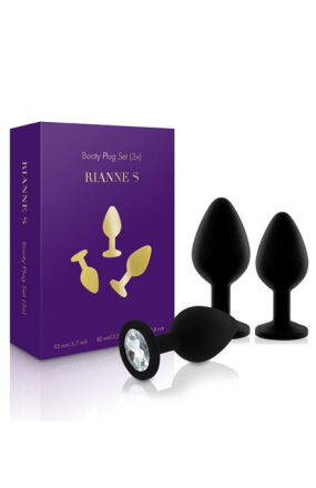 Zestaw Silikonowych Korków Analnych Z Kryształkiem Rianne S Booty Plug Luxury Set 3 Plugs Black Rianne S.