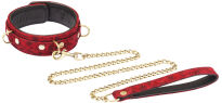 Liebe Seele Kinbaku Ukiyoe Red Rosy Leather Collar and Leash - 2
