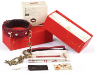 Kinbaku Ukiyoe Red Rosy Leather Collar And Leash Liebe Seele - 7