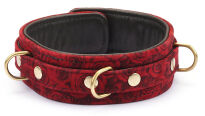 Liebe Seele Kinbaku Ukiyoe Red Rosy Leather Collar and Leash - 3