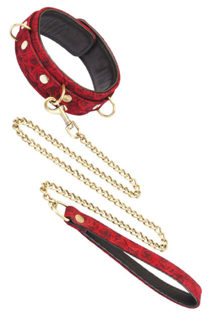 Liebe Seele Kinbaku Ukiyoe Red Rosy Leather Collar and Leash