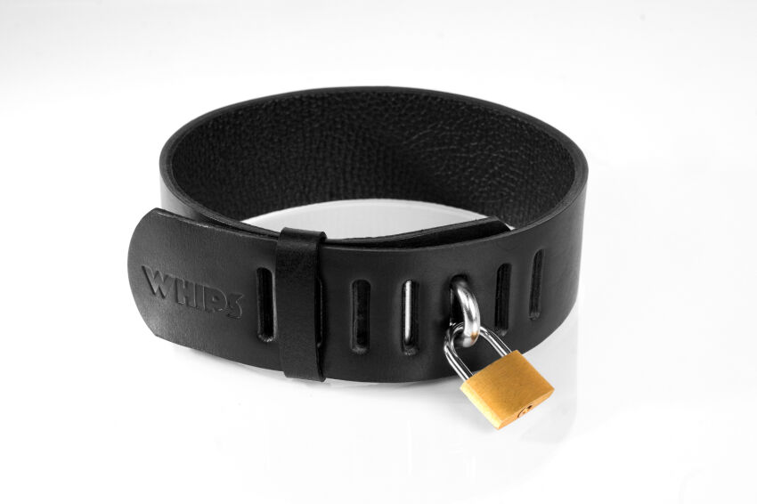 Obroża z kłódką czarna S Primal Bond Whips