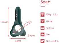 Pierścień Erekcyjny Rise Smart Cockring Green Magic Motion - 6