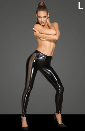 F202 PVC leggins with tulle inserts L