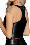 Top F275 Snake Wetlook With Front Zipper Xl Noir Handmade - 4