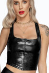 Top F275 Snake Wetlook With Front Zipper Xl Noir Handmade - 3