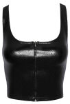Top F275 Snake Wetlook With Front Zipper Xl Noir Handmade - 5