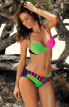 Tamara M-399 Blu Scuro-Blight Green-Rosa Shocking Kostium kąpielowy - 5