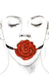 Silikonowy Knebel W Kształcie Róży Z Czerwonymi Paskami Zalo & Upko Rose Ball Gag Red Straps UPKO - 5