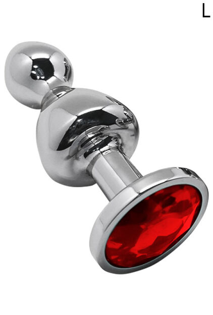 Korek analny Lollypop Double Ball Metal Plug L Red Wooomy