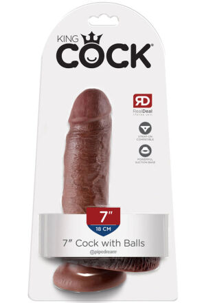 Dildo 18Cm King Cock With Balls Brown Pipedream