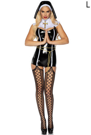 Przebranie Zakonnicy Vinyl Sinful Sister Romper L Leg Avenue
