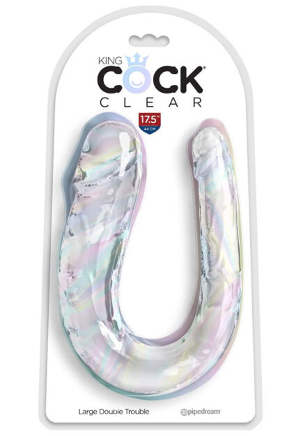 Podwójne dildo 44 cm Clear Large Double Trouble King Cock