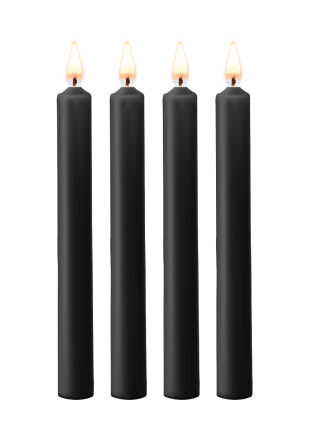Teasing Wax Candles Large 4-Pack Black - Czarny Zestaw Długich Świec Do Bdsm Ouch! by Shots