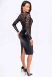 Sukienka midi F295 Euphoria wetlook midi dress XL Noir Handmade - 3