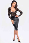 Sukienka midi F295 Euphoria wetlook midi dress XL Noir Handmade - 2