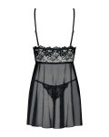 Idillia Babydoll Ze Stringami Czarna S/M Obsessive - 5