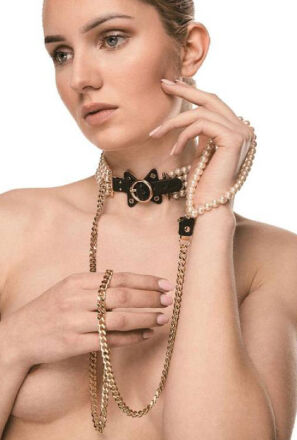 Obroża BDSM Luminious Pearl Leash And Collar Guilty Pleasure
