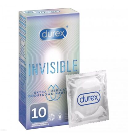 Prezerwatywy Lateksowe Supercienkie Dodatkowo Nawilżane Invisible Extra Lubricated 10 Szt. Durex