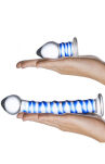 Zestaw Szklane Dildo I Szklana Zatyczka Double Penetration S Swirly Dildo & Butt Plug Set 2 Pcs Glas - 4