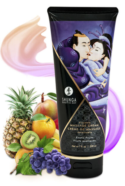 Jadalny krem do masażu o smaku owoców egzotycznych Shunga Kissable Massage Cream Exotic Fruits 200 ml