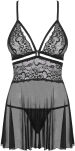 838-Bab-1 Babydoll Ze Stringami Czarny L/Xl Obsessive - 4