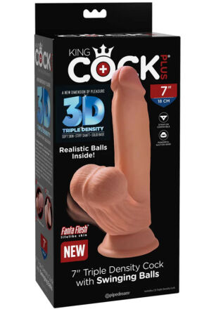 Dildo 18Cm King Cock Triple Density Cock With Balls Tan Pipedream