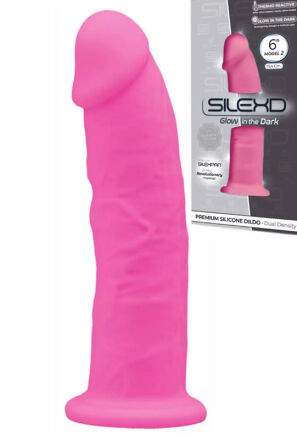 Silikonowe Dildo Model 2 15 Cm Pink Glow In The Dark Silexd