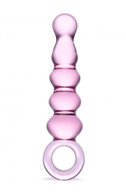 Różowe Szklane Dildo Z Uchwytem Quintessence Beaded S Anal Slider Glas