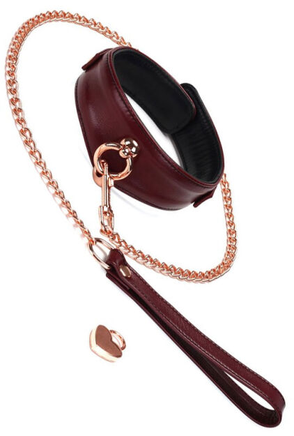 Obróżka Ze Smyczą Wine Red Curved Collar Liebe Seele