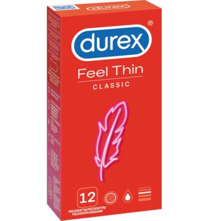 Super Cieńkie Prezerwatywy Lateksowe Feel Thin Classic 12 Szt. Durex