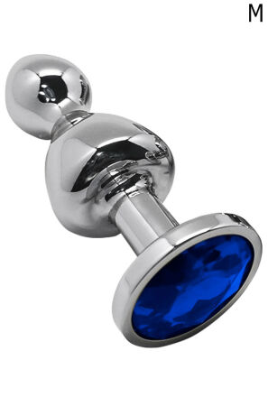 Korek analny Lollypop Double Ball Metal Plug M Blue Wooomy