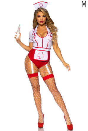 Kostium Pielęgniarki Nurse Feelgood Bodysuit Red M Leg Avenue