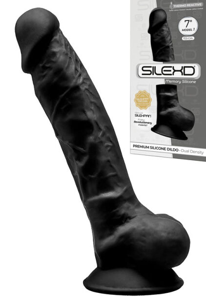 Silikonowe Dildo Model 1 18 Cm Black Silexd