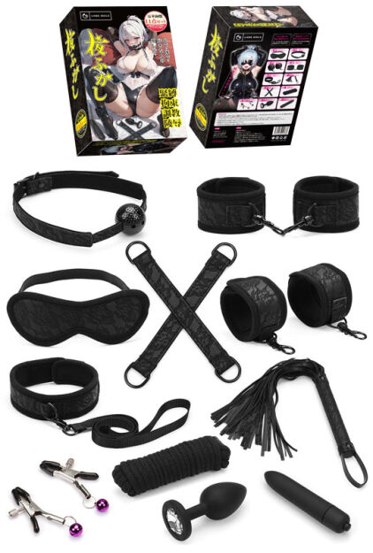 Zetaw Black Lace And Neoprene 11Pcs Bondage Kit Liebe Seele