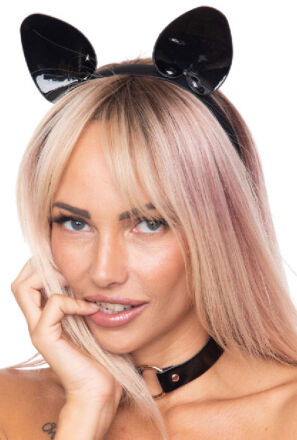 Kocie uszy High Gloss Cat Ears Black/Silver Kinky Diva