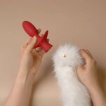 Korek analny Swinging&Vibrating Anal Plug With Fox Fur Tail White Upko - 4