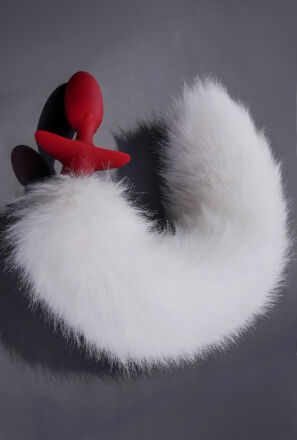 Korek analny Swinging&Vibrating Anal Plug With Fox Fur Tail White Upko