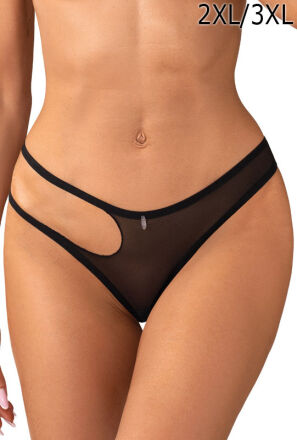 Stringi otwarte czarne Saturis 2XL/3XL Obsessive