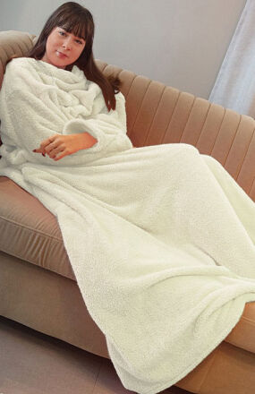 Koc z rękawami ecru