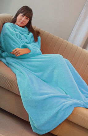 Koc z rękawami turkus