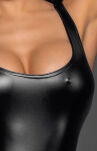 Body F244 Powerwetlook with high cut bottom hem S Noir Handmade - 4