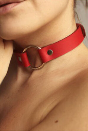 Skórzany chocker Estera czerwony