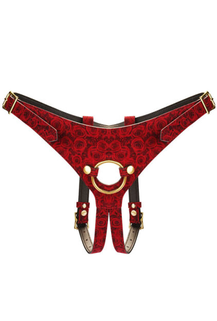 Liebe Seele Kinbaku Ukiyoe Red Rosy Leather Strap on Harness