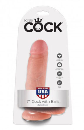 7' Cock With Balls Flesh Dildo Z Jądrami Cieliste 18Cm King Cock