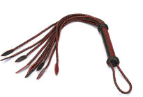 Liebe Seele Wine Red and Black Leather Cat O Nine Tails Whip - 3