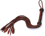 Liebe Seele Wine Red and Black Leather Cat O Nine Tails Whip - 2