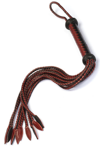 Liebe Seele Wine Red and Black Leather Cat O Nine Tails Whip