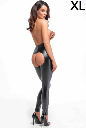 F304 Taboo wetlook leggings with open crotch and bum XL